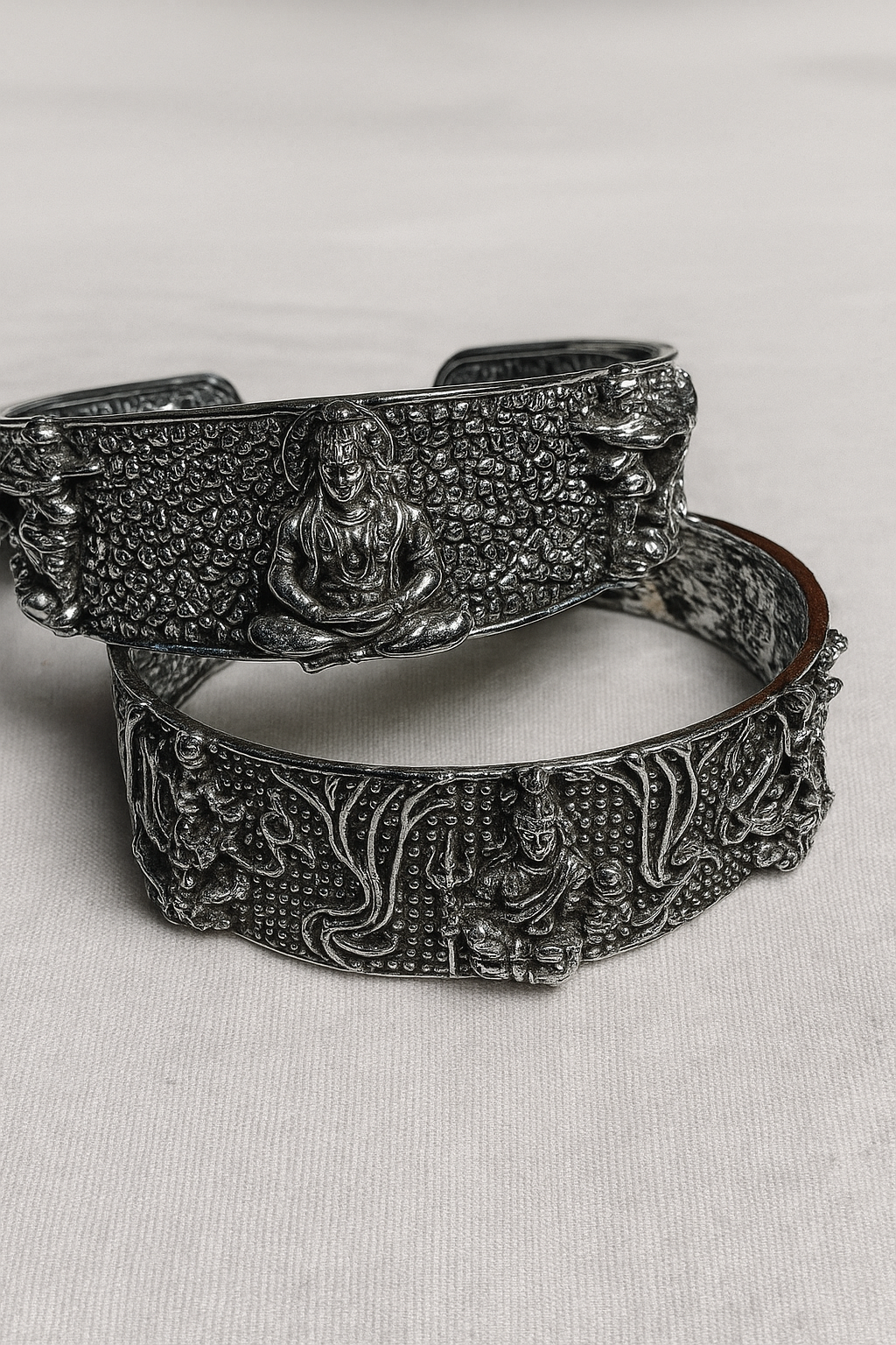 Divine Warriors Kada Set â Shiva & Hanuman Brass Bracelets