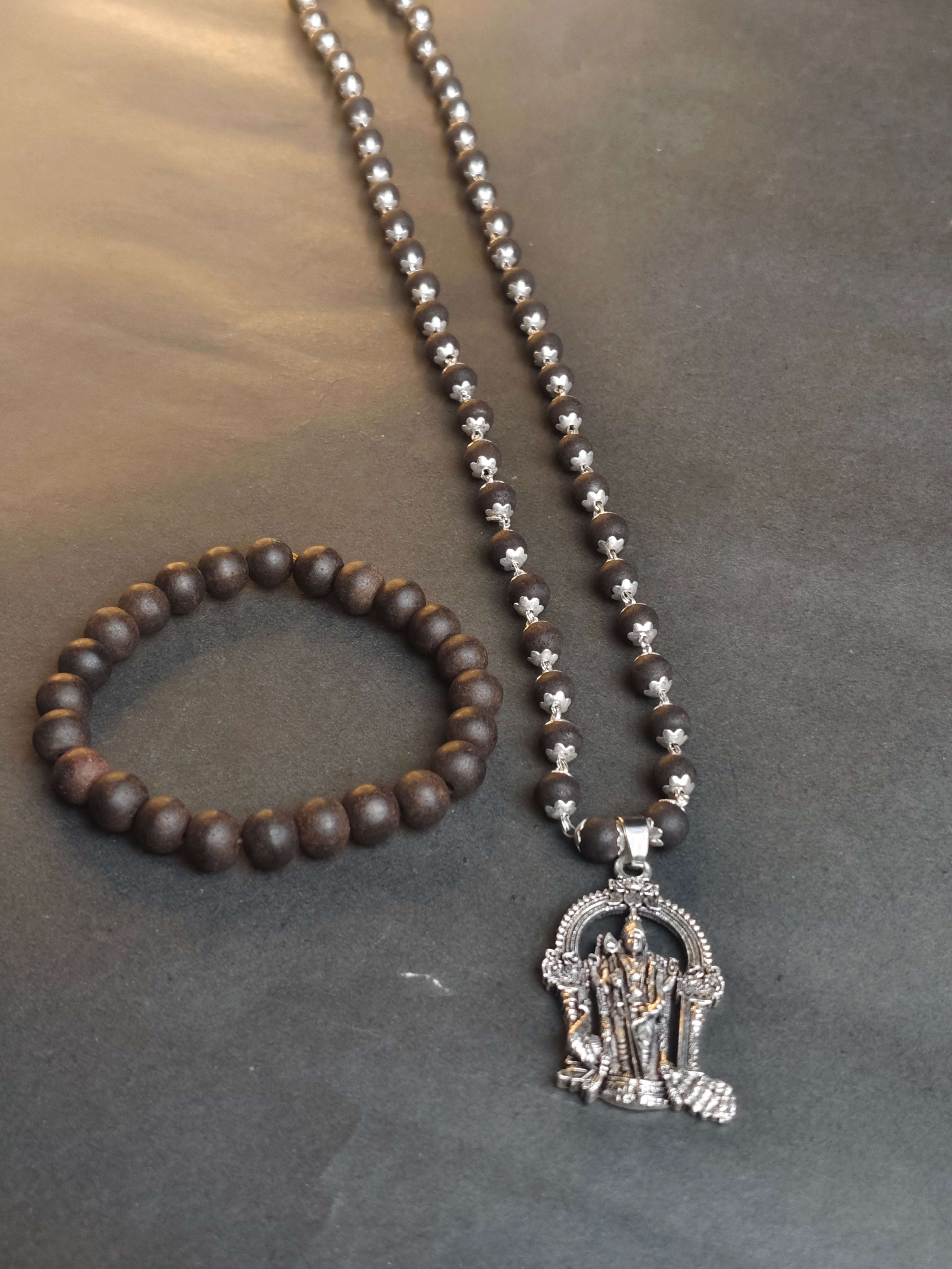 Murugan's Karungali Blessings – Karungali Mala with Lord Murugan Locket + Karungali Malai Black Ebony Mala