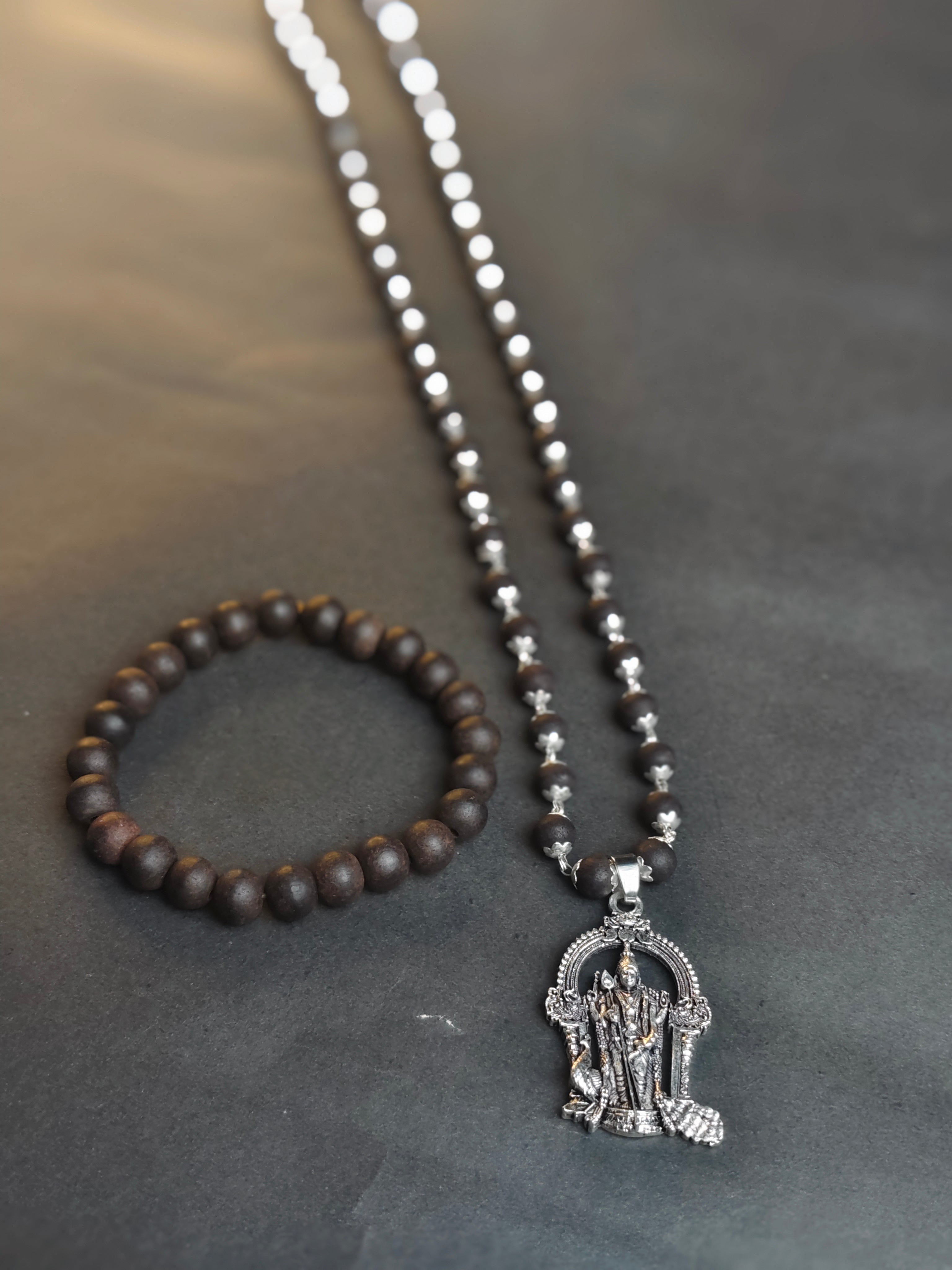 Murugan's Karungali Blessings – Karungali Mala with Lord Murugan Locket + Karungali Malai Black Ebony Mala