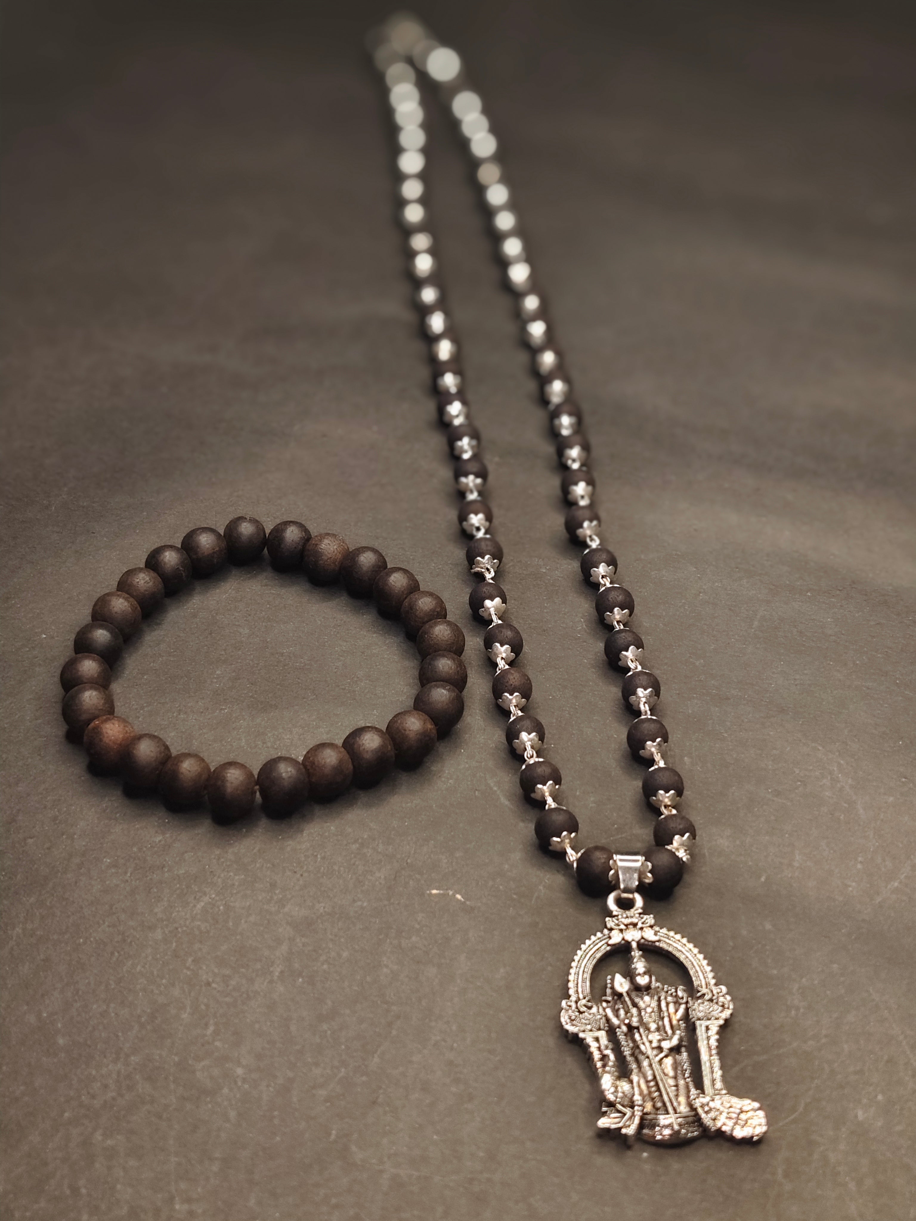 Murugan's Karungali Blessings – Karungali Mala with Lord Murugan Locket + Karungali Malai Black Ebony Mala