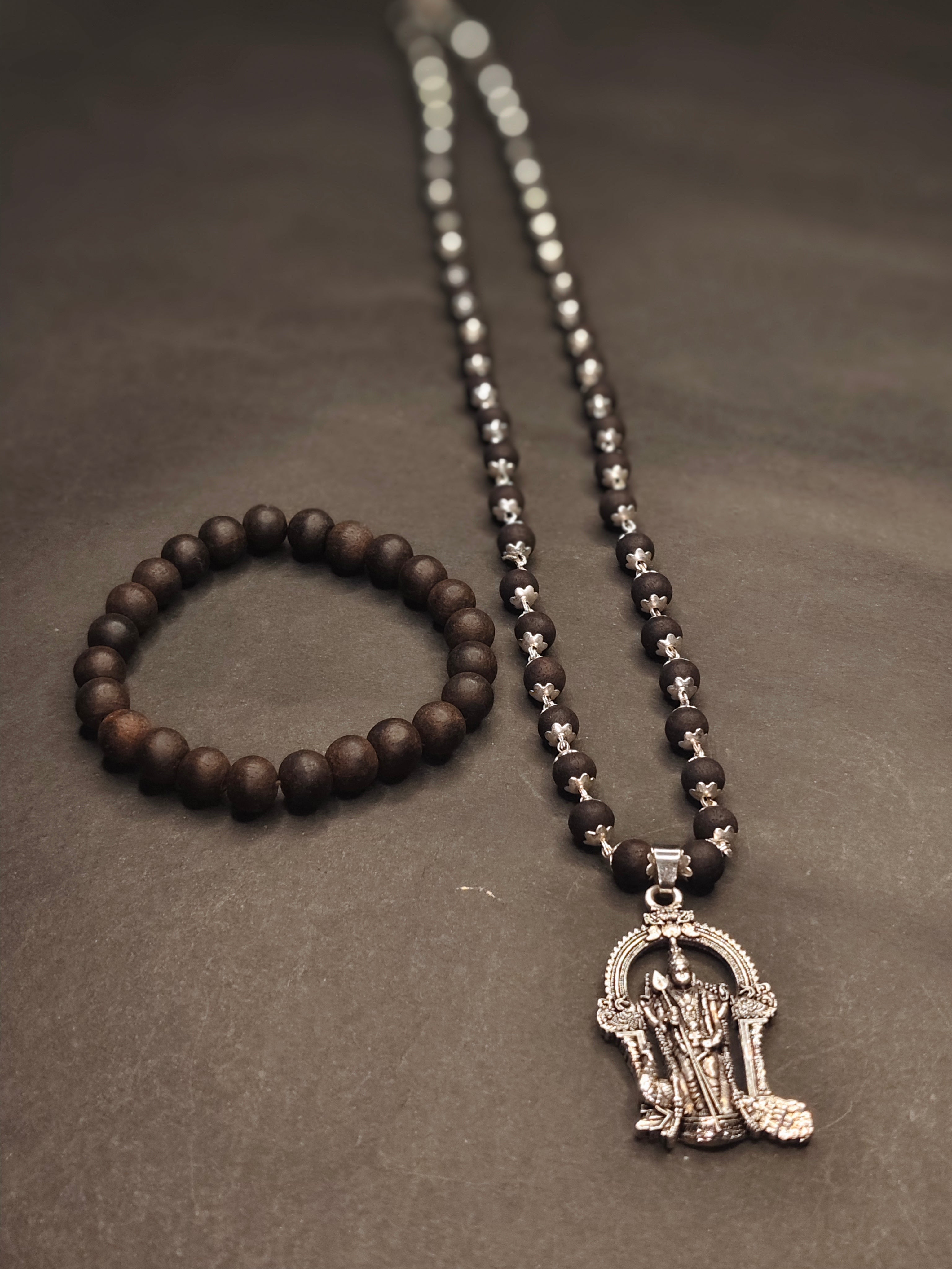 Murugan's Karungali Blessings – Karungali Mala with Lord Murugan Locket + Karungali Malai Black Ebony Mala