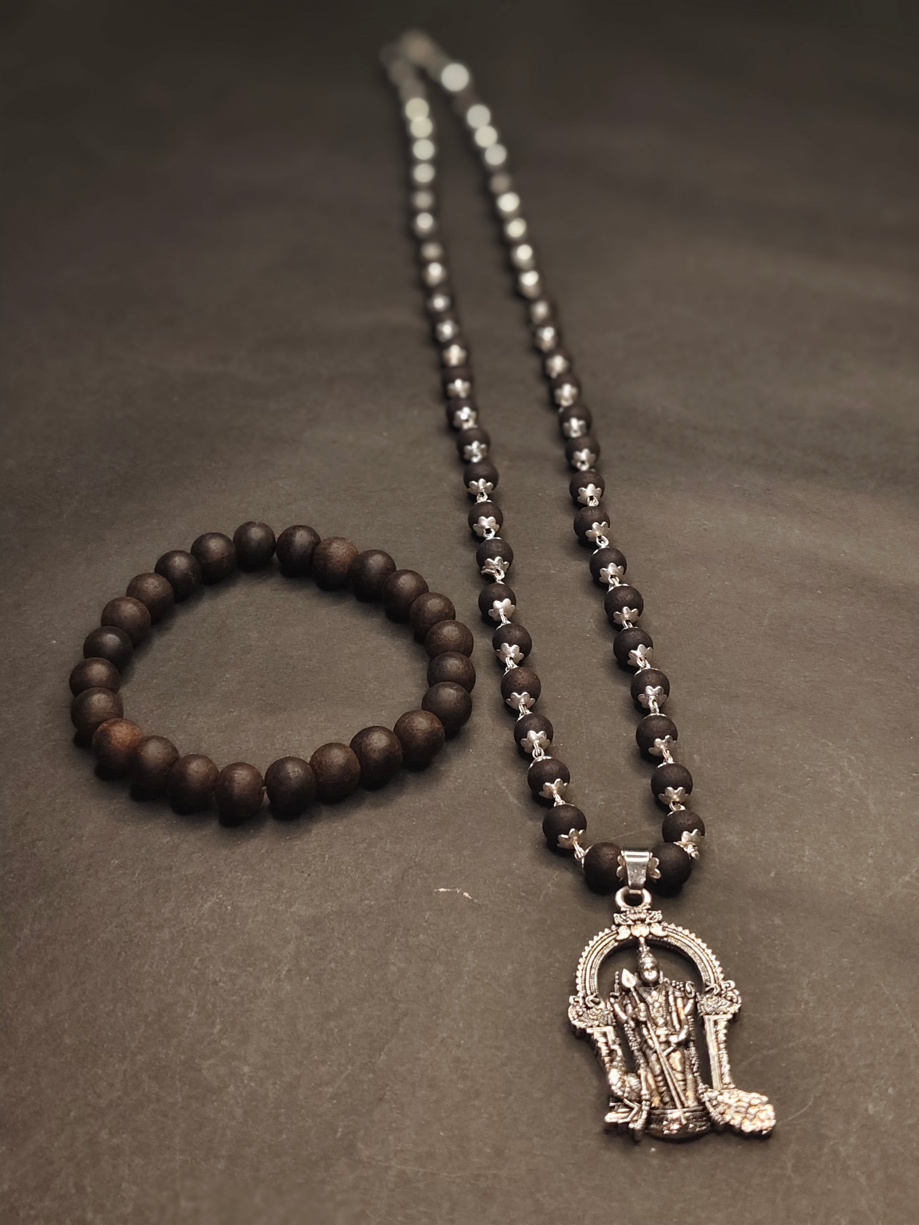 Murugan's Karungali Blessings – Karungali Mala with Lord Murugan Locket + Karungali Malai Black Ebony Mala